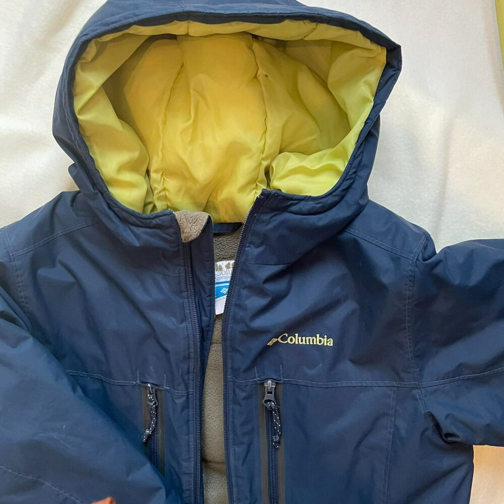 Columbia Navy Blue Jacket with Yellow Lining - Kids